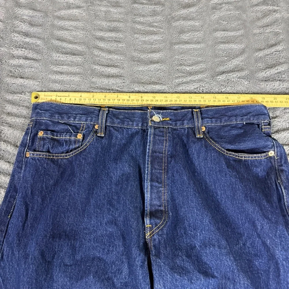 Levis 501 Mens Dark Wash Straight Leg Button Fly Denim Jeans 40x32 Fits 40x30